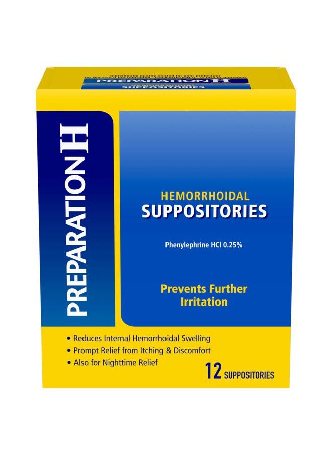 Preparation H Hemorrhoid Suppositories For Itching And Discomfort Relief - 12 Count (Pack of 1)  - Image 1