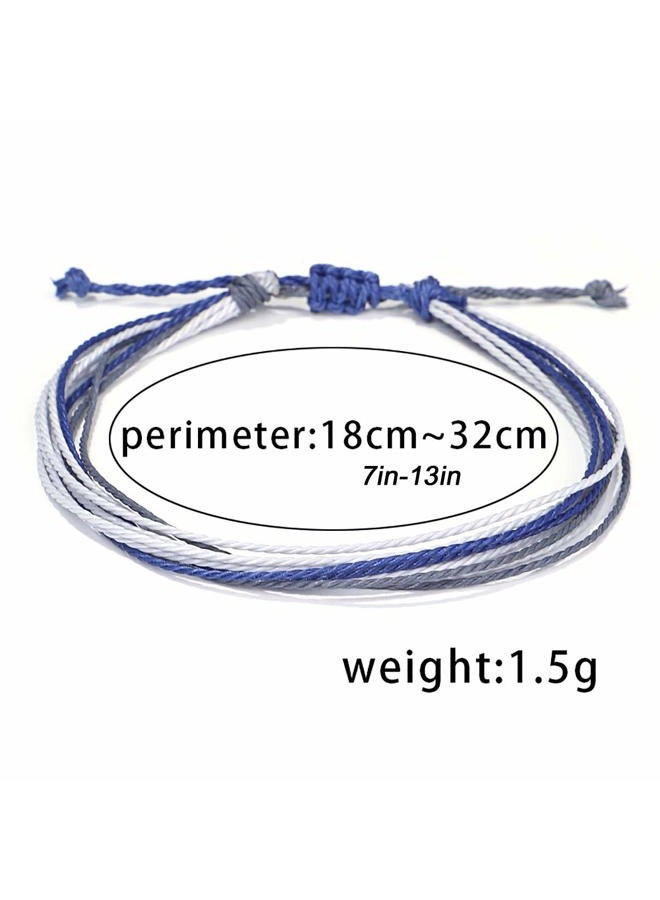 yfstyle 12Pcs Summer Beach Surfer Wave Bracelets Adjustable Handmade Waterproof Braided String Beaded Anklets Starfish Turtle Infinity Ankle Bracelets for Women Girls Boho Jewelry for Summer - Image 4