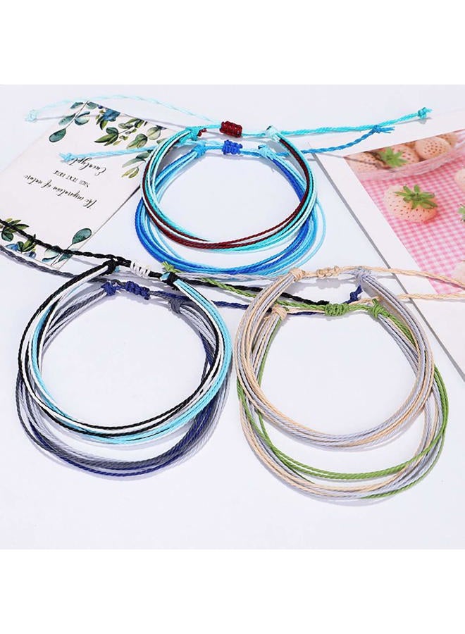 yfstyle 12Pcs Summer Beach Surfer Wave Bracelets Adjustable Handmade Waterproof Braided String Beaded Anklets Starfish Turtle Infinity Ankle Bracelets for Women Girls Boho Jewelry for Summer - Image 5