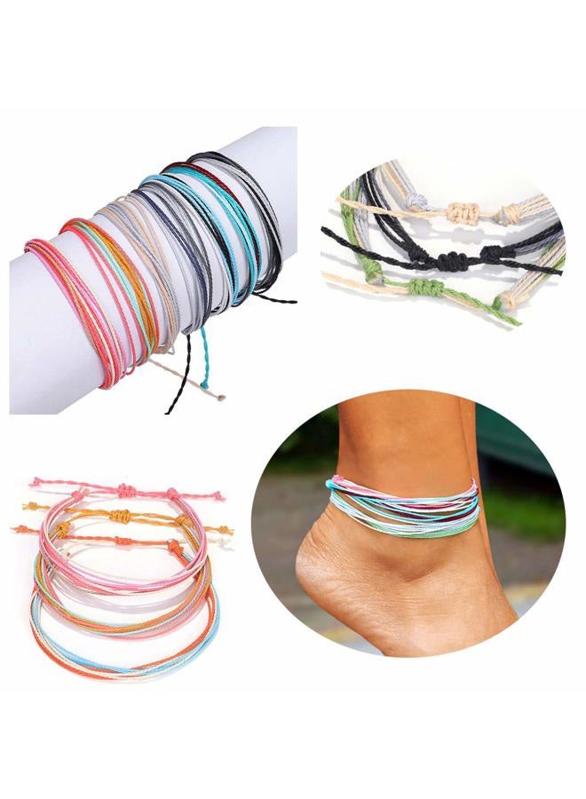 yfstyle 12Pcs Summer Beach Surfer Wave Bracelets Adjustable Handmade Waterproof Braided String Beaded Anklets Starfish Turtle Infinity Ankle Bracelets for Women Girls Boho Jewelry for Summer - Image 3