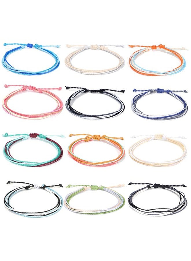 yfstyle 12Pcs Summer Beach Surfer Wave Bracelets Adjustable Handmade Waterproof Braided String Beaded Anklets Starfish Turtle Infinity Ankle Bracelets for Women Girls Boho Jewelry for Summer - Image 1