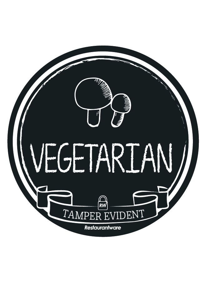 Restaurantware Restaurantware-Label Tek 2 Inch Tamper-Evident Stickers For Vegetarian Food, 500 Rolled Tamper Seal Stickers - Chalkboard Design, For Safe Food Delivery, Black With White Font Plastic To Go Stickers  - Image 1