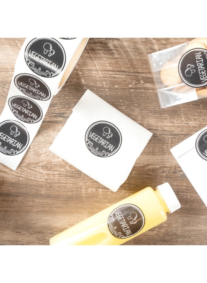 Restaurantware ملصقات Label Tek بحجم 2 بوصة مقاومة للتلاعب للطعام النباتي، 500 ملصق ختم مقاوم للتلاعب - تصميم سبورة، لتوصيل الطعام بأمان، ملصقات بلاستيكية سوداء بخط أبيض - Image 3