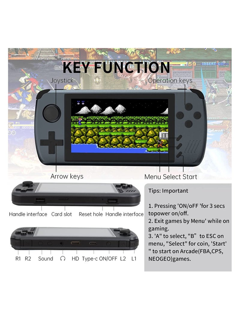 Handheld Game Console 4.3 Inch IPS HD Retro Game Console ATM7051 CPU Quad Core ARM CORTEX-A9 with 5000+ Classic Video Games, Support Multi-Emulator/HD Output/64GB TF Card  - Image 3