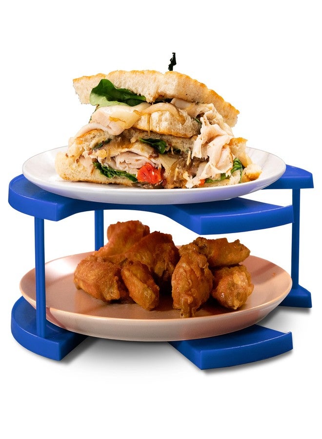 DoubleWave 2-in-1 Blue Microwave Plate Stacker | Sturdy and safe microwave plate stacker for convenient use | Perfect for stacking multiple bowls | BPA-Free and durable (Large) - Image 1
