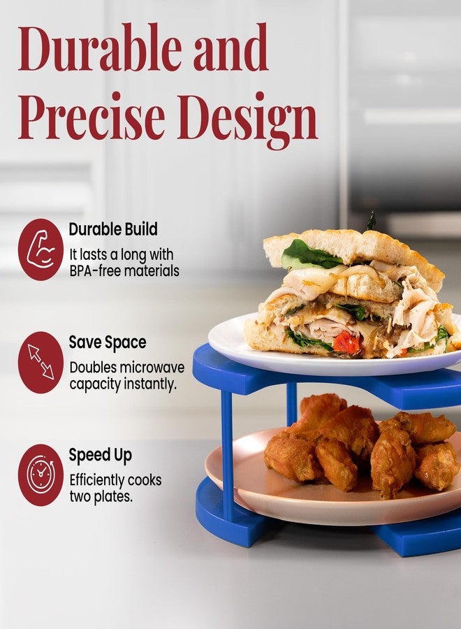 DoubleWave 2-in-1 Blue Microwave Plate Stacker | Sturdy and safe microwave plate stacker for convenient use | Perfect for stacking multiple bowls | BPA-Free and durable (Large) - Image 5