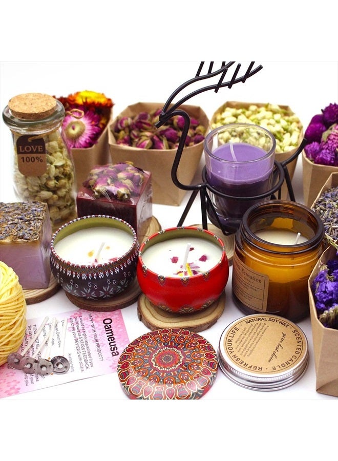 Oameusa 9 Bags Set Dried Flowers Artisan Dried Flower Kit - Candle Making Soap Making DIY Candel Natural Flowers-Lemon,Lavender,Roseleaf,Pink Rose,Red Rose,Jasmine,Rose Petal and More - Image 5