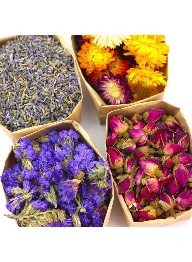 Oameusa 9 Bags Set Dried Flowers Artisan Dried Flower Kit - Candle Making Soap Making DIY Candel Natural Flowers-Lemon,Lavender,Roseleaf,Pink Rose,Red Rose,Jasmine,Rose Petal and More - Image 4