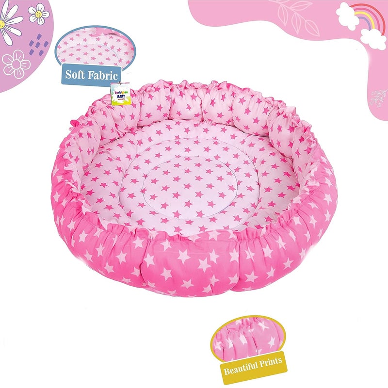 Toddylon Flat Bed Baby Play Gym New Born Baby Bedding | Mat with Hanging Toys | Mattress with Mosquito Net | Cotton Playing Mat | Playmats & Floor Gyms (0-6 Months) (3PCS Set) - Image 3