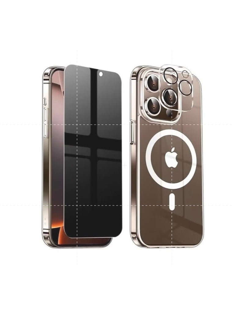 ELTRAZONE Magnetic Clear Privacy Case for iPhone 16 Pro Max with Built-in Screen and Camera Protector, Ultra Slim Shockproof Design, Hard PC Back, TPU Bumper, and Wireless Charging Compatibility for Full Protection
