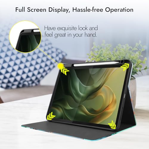 Robustrion Case Cover for Moto Pad 60 Neo Cover 11" with [Pencil Holder], Folio Flip Cover Case for Moto Pad 60 Neo Cover 11" Tablet [Auto Sleep Wake Support] - Marble Green - Image 4