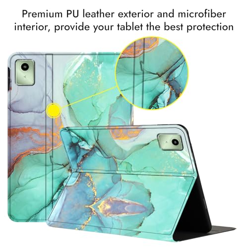 Robustrion Case Cover for Moto Pad 60 Neo Cover 11" with [Pencil Holder], Folio Flip Cover Case for Moto Pad 60 Neo Cover 11" Tablet [Auto Sleep Wake Support] - Marble Green - Image 5