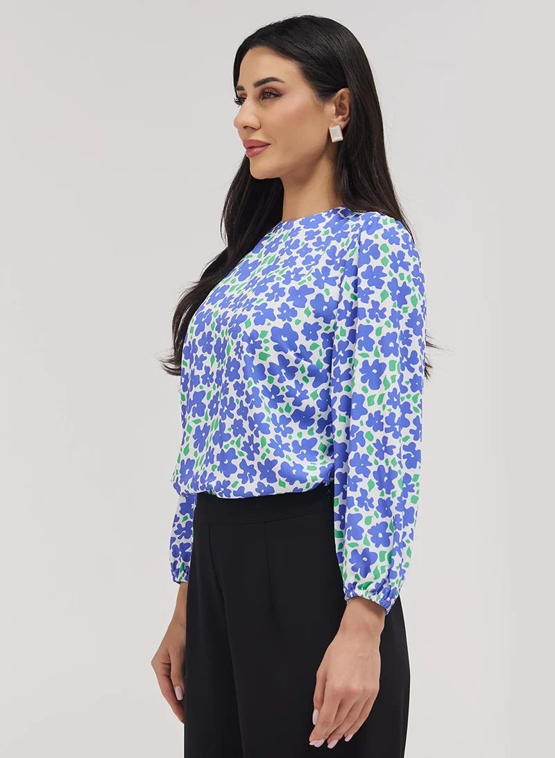 Zigzag Long Sleeve Printed Top