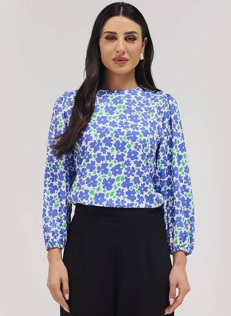 Zigzag Long Sleeve Printed Top