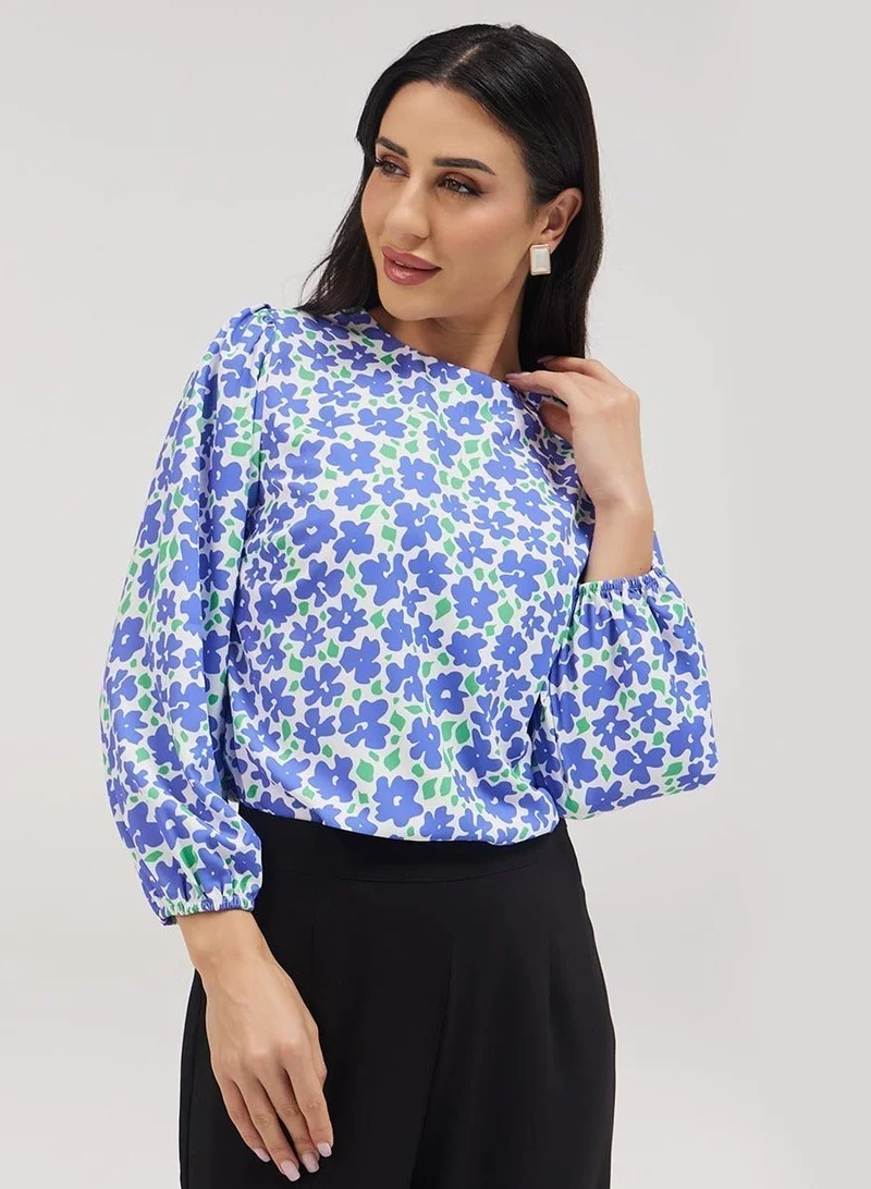 Zigzag Long Sleeve Printed Top