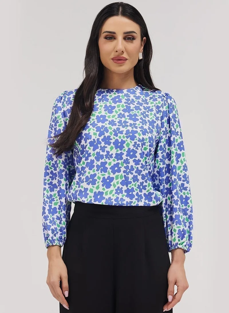 Zigzag Long Sleeve Printed Top