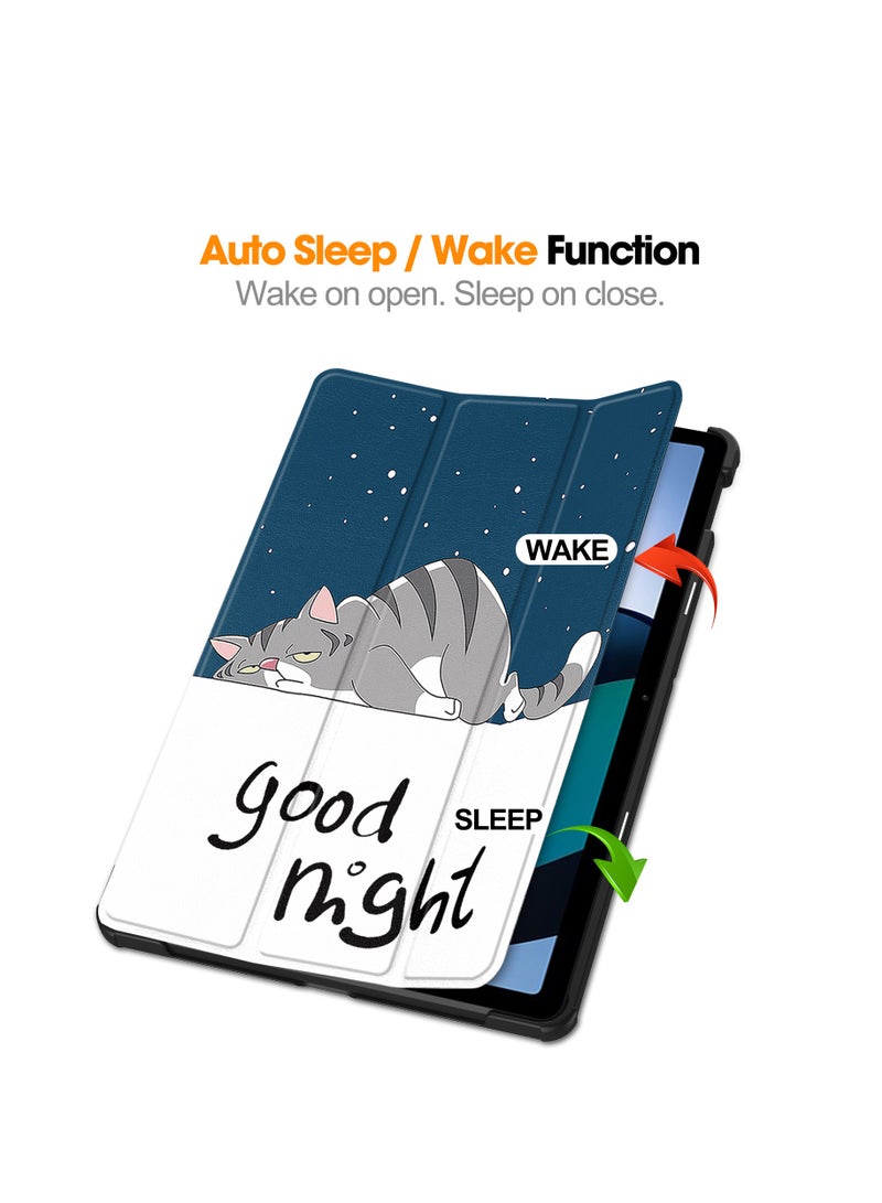 Case for Redmi Pad SE PU Slim Cover with Auto Sleep/Wake up Hard Trifold Stand Cover Case for Redmi Pad SE (Lazy Cat)
