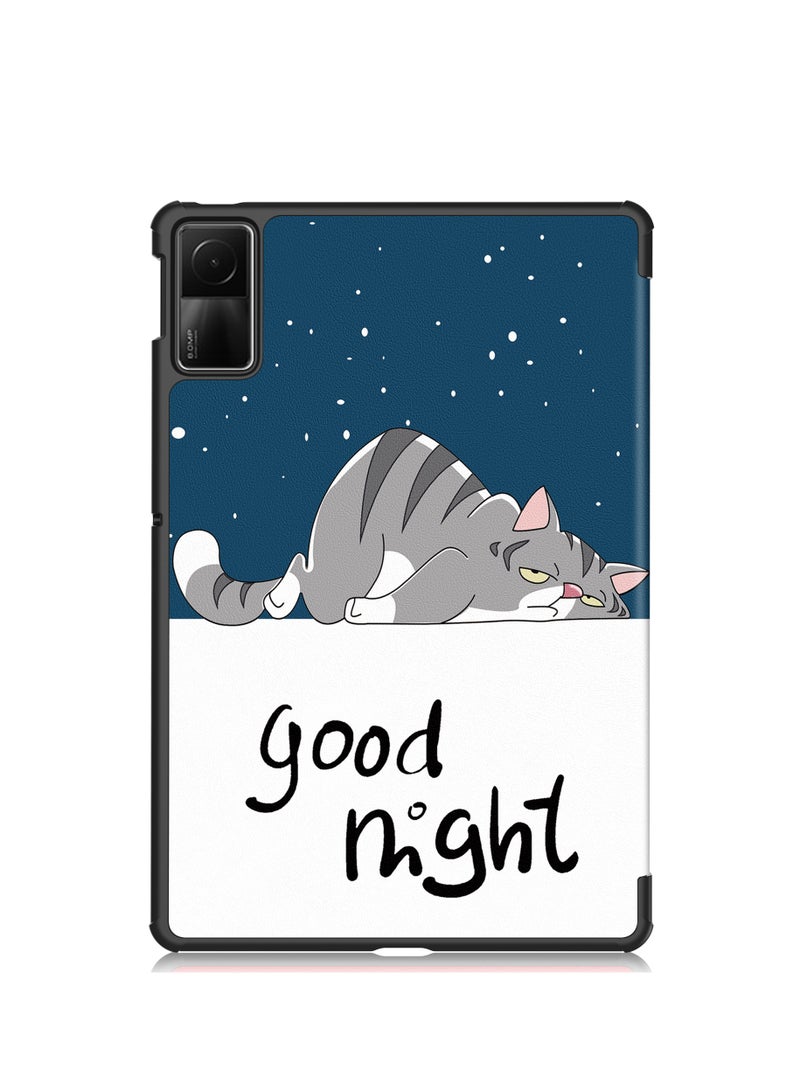 Case for Redmi Pad SE PU Slim Cover with Auto Sleep/Wake up Hard Trifold Stand Cover Case for Redmi Pad SE (Lazy Cat)