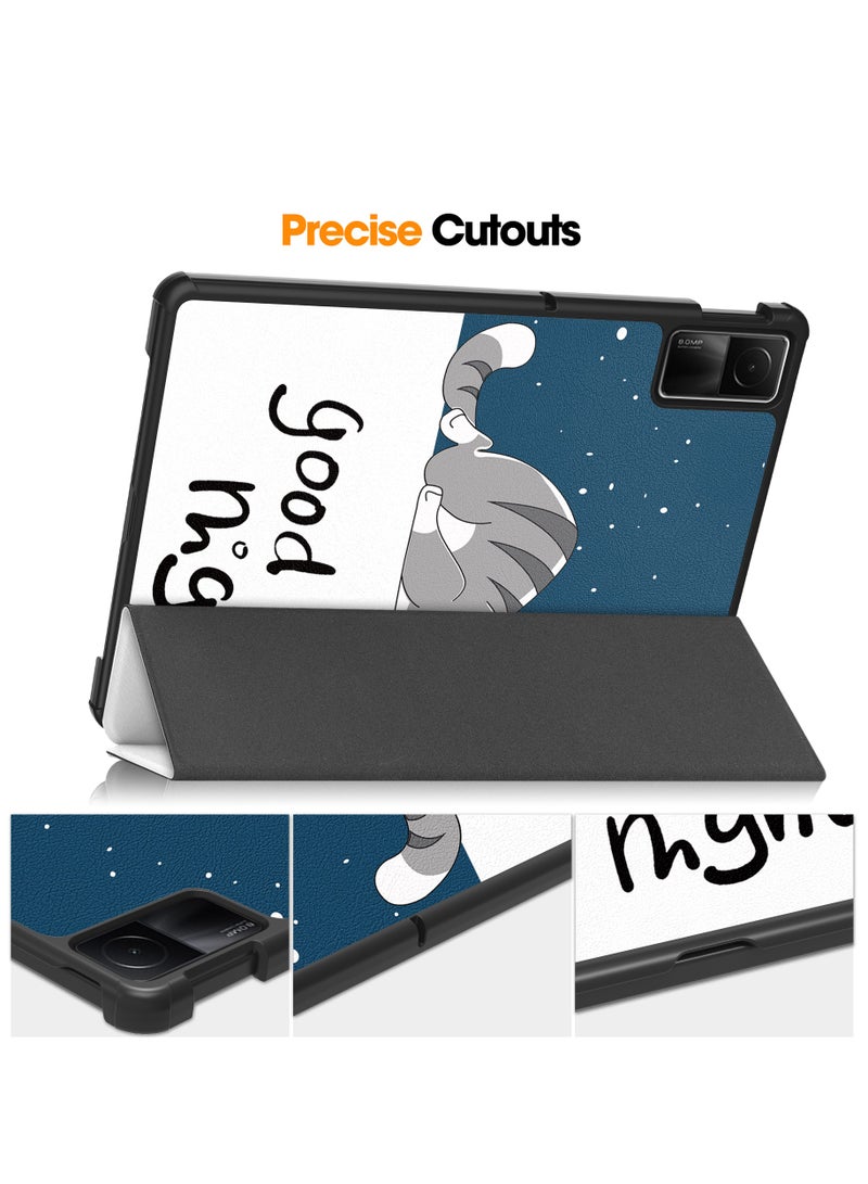 Case for Redmi Pad SE PU Slim Cover with Auto Sleep/Wake up Hard Trifold Stand Cover Case for Redmi Pad SE (Lazy Cat)