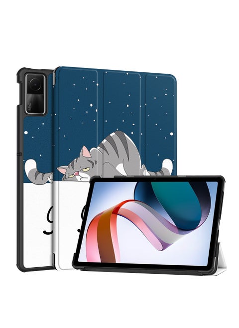 Case for Redmi Pad SE PU Slim Cover with Auto Sleep/Wake up Hard Trifold Stand Cover Case for Redmi Pad SE (Lazy Cat)