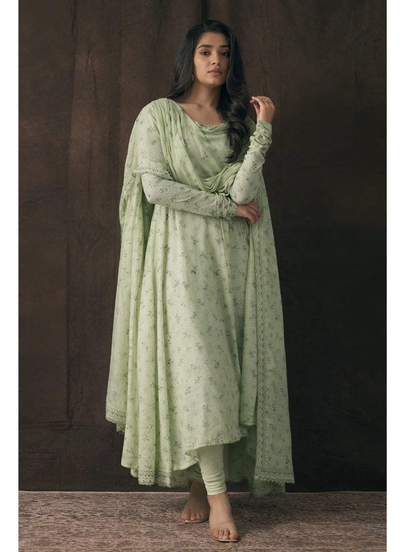 Mint Sage Floral Anarkali Set