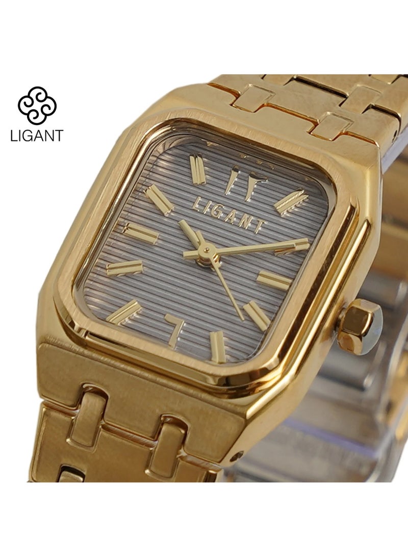 LIGANT Luxury Women's Stainless Steel Watch in Royal Gold - Elegant Modern Design - Rust Resistant Metallic Wristwatch for Events & Gala - Image 2
