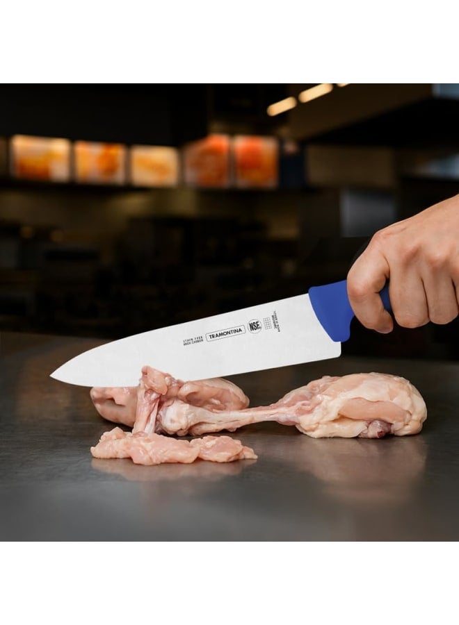 Tramontina Professional 8" Meat Knife, Stainless Steel Blade, Blue Polypropylene Handle, Durable and Precision Cutting Tool - Image 1