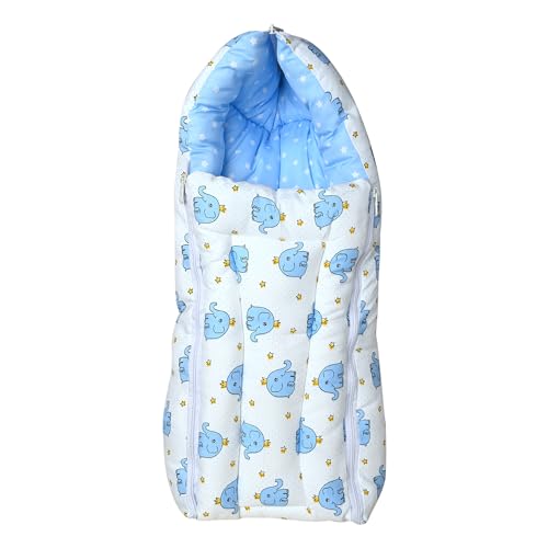 KIDBITKART 3 in 1 Sleeping Bag Baby Bedding for New Born & Baby Sleeping Bed 0-8 MONTHS Sleeping Bag (Blue SLEEPING BAG) - Image 1