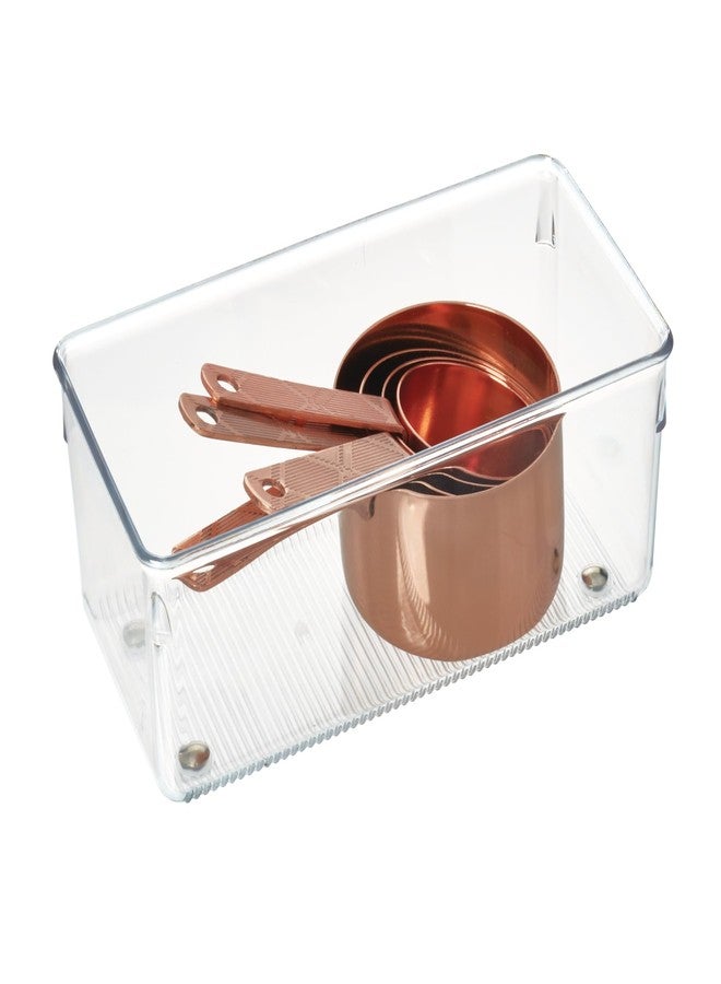 InterDesign iDesign Linus Plastic Kitchen Drawer Organizer for Silverware, Spatulas, Cutlery, Gadgets, Office Supplies, Cosmetics, 4" x 8" x 3" - Clear - Image 1