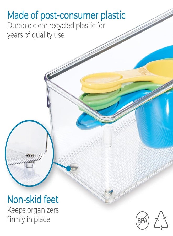 InterDesign iDesign Linus Plastic Kitchen Drawer Organizer for Silverware, Spatulas, Cutlery, Gadgets, Office Supplies, Cosmetics, 4" x 8" x 3" - Clear - Image 4