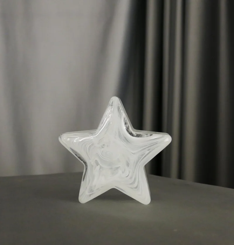 Missi Decorative White Handmade Glass Star Object-8 cm