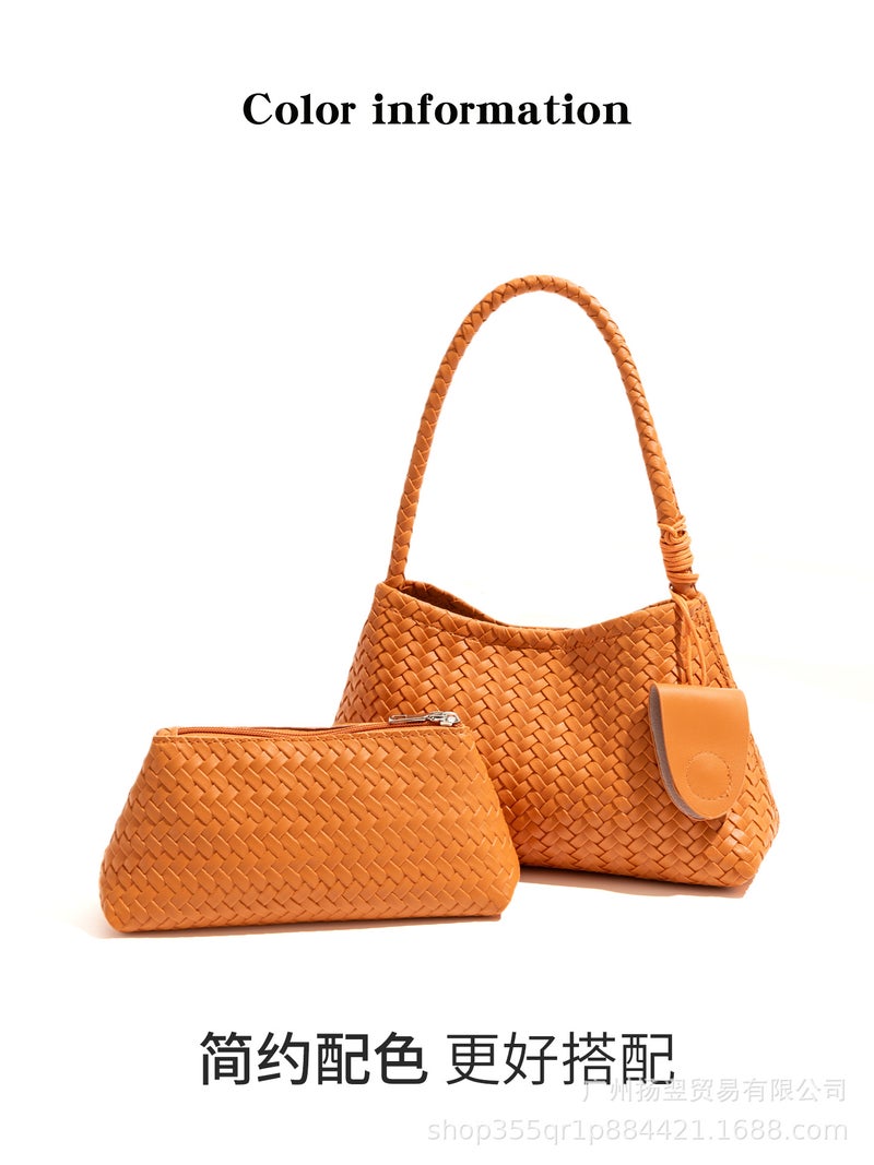 Handmade Simple Woven Women'S Bag Style Elegant Armpit Bag Personalized One-Shoulder Classic Baguette Bag Trendy Bag - Image 3
