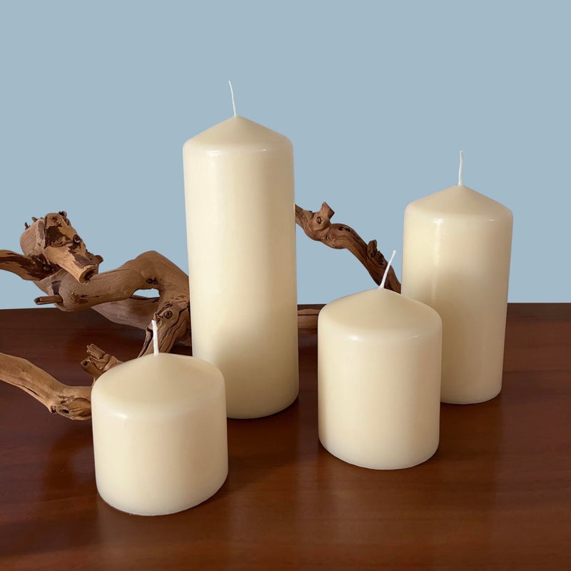 Stonebriar 6 Pack Tall 3 x 6 Inch 65 Hour Long Burning Unscented Ivory Wax Pillar Candles - Image 4