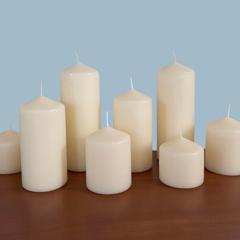 Stonebriar 6 Pack Tall 3 x 6 Inch 65 Hour Long Burning Unscented Ivory Wax Pillar Candles - Image 3