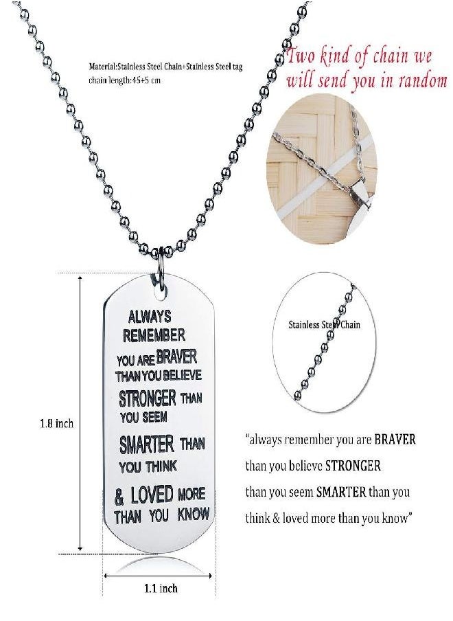 ZJ ZHIJIA JEWELRY - ZJ ZHIJIA JEWELRY Stainless Steel Dog Tag Stamped Necklace Letter Always Remember You are Braver Than You Believe... Pendant Inspirational Gifts Men Women Graduation Gift - Image 1
