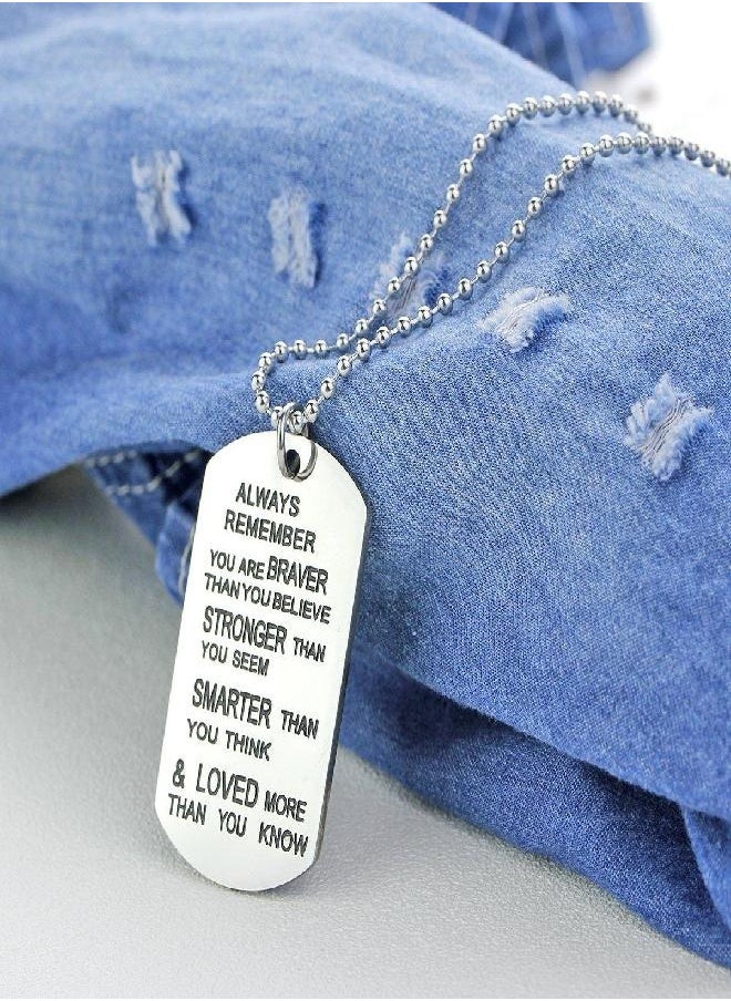 ZJ ZHIJIA JEWELRY - ZJ ZHIJIA JEWELRY Stainless Steel Dog Tag Stamped Necklace Letter Always Remember You are Braver Than You Believe... Pendant Inspirational Gifts Men Women Graduation Gift - Image 1