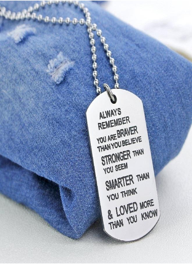 ZJ ZHIJIA JEWELRY - ZJ ZHIJIA JEWELRY Stainless Steel Dog Tag Stamped Necklace Letter Always Remember You are Braver Than You Believe... Pendant Inspirational Gifts Men Women Graduation Gift - Image 1