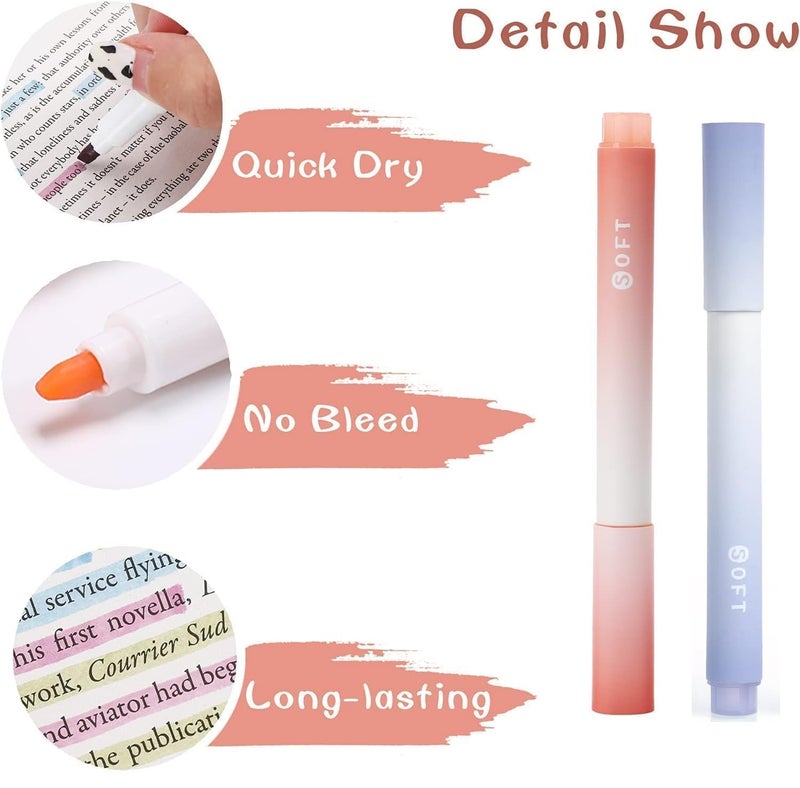 Tonity 12 قطعة قلم تمييز جمالي لطيف، مجموعة أقلام ماركر باستيل || أقلام ماركر بدون تسرب مع طرف مشطوف || لوازم المدرسة/المكتب | متعدد الألوان (مجموعة 3 من أقلام التمييز) - Image 4