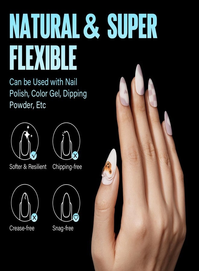 TOMICCA Medium Almond Nail Tips, 504Pcs Soft Acrylic Pre Etched Clear Fake Nails Tips Almond Shape Half Matte, Full Cover Nail Extension for Beginner and Professional 12 Sizes - Image 5