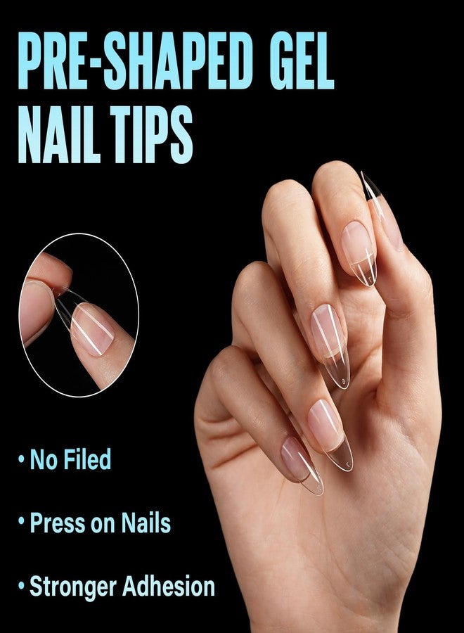 TOMICCA Medium Almond Nail Tips, 504Pcs Soft Acrylic Pre Etched Clear Fake Nails Tips Almond Shape Half Matte, Full Cover Nail Extension for Beginner and Professional 12 Sizes - Image 4
