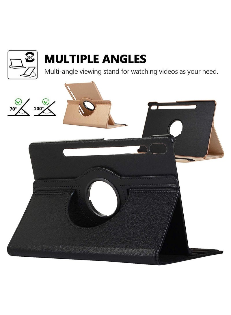 Smart Cover for Samsung Galaxy Tab S7 Plus 2020, Techcircle Slim Folio Rotating Stand Case with Auto Wake/Sleep Magnetic Flip PU Leather Case - Image 3