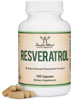 Double Wood Supplements Resveratrol Supplement 500Mg Per Serving 120 Capsules (Natural Resveratrol Polygonum Root Extract Providing 50% Trans Resveratrol) Healthy Aging Support Manufactured In The Usa By Double Wood  - Image 1