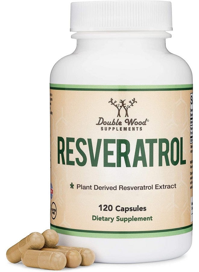 Double Wood Supplements مكمل ريسفيراترول 500 ملغ لكل حصة 120 كبسولة (مستخلص جذور بوليغونوم ريسفيراترول الطبيعي يوفر 50% ريسفيراترول ترانس) - Image 1