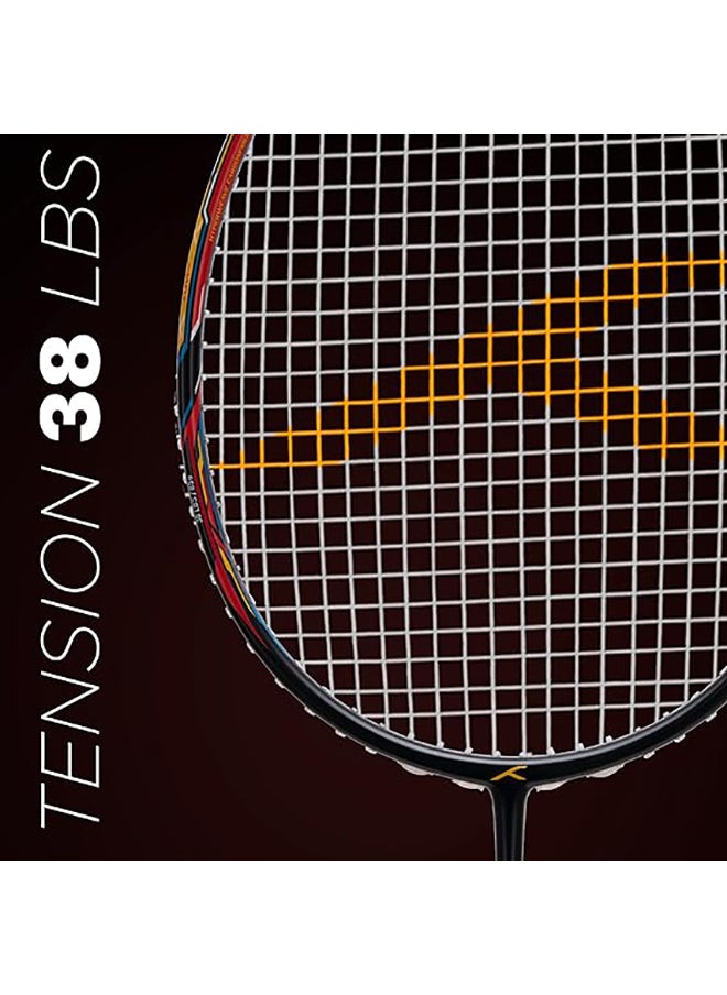 HUNDRED - ATOMIC-X 38 PWR Carbon Fibre Strung Badminton Racket with Full Racket Cover  | For Intermediate Players | 85 grams | Maximum String Tension - 38lbs - Image 1