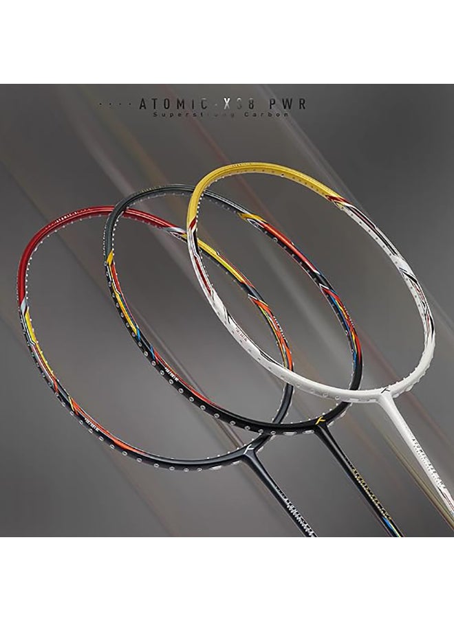 HUNDRED - ATOMIC-X 38 PWR Carbon Fibre Strung Badminton Racket with Full Racket Cover  | For Intermediate Players | 85 grams | Maximum String Tension - 38lbs - Image 1