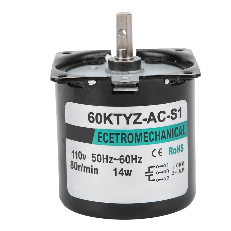 AC Synchronous Motor 14W Permanent Magnet Low Speed 2‑Way High Torsion Central Shaft XD60KTYZ80rpm/min AC110V - Image 1