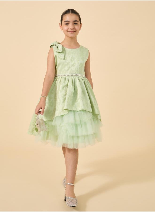 Styli - Mesh Hem Layered Sleeveless Dress - Image 1