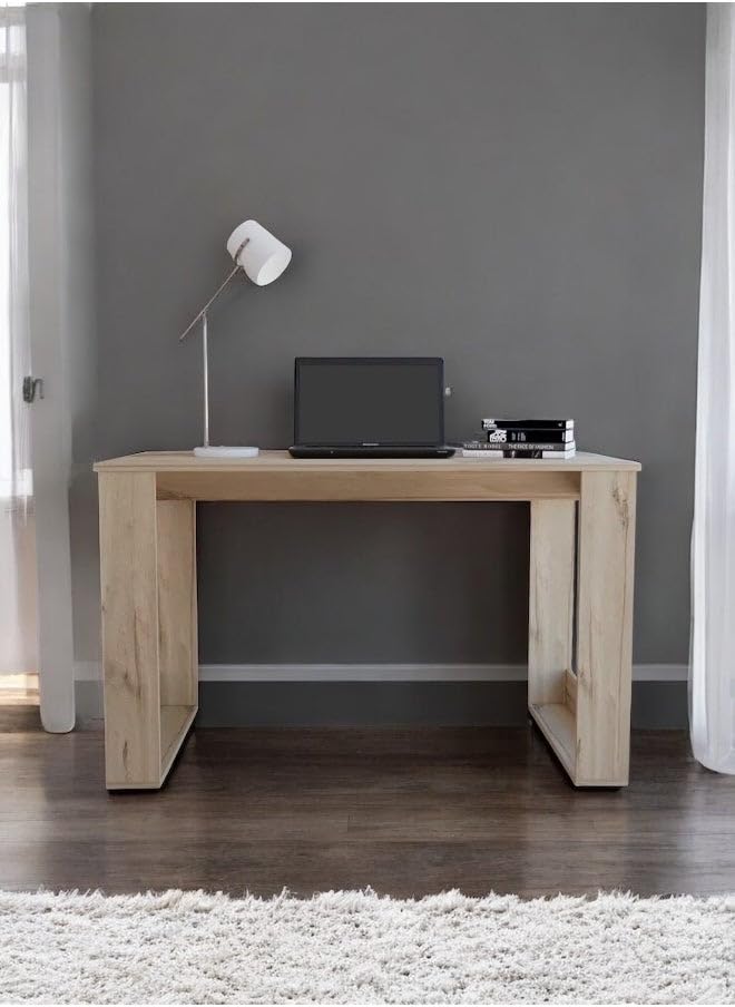 Study Desk Home Office Computer Table with Open Storage Nook, Minimalist Home Office or Student Study Desk for Small Spaces, Sturdy& Easy Assembly Furniture–Wood–Soft Finish–Light Oak–1pc