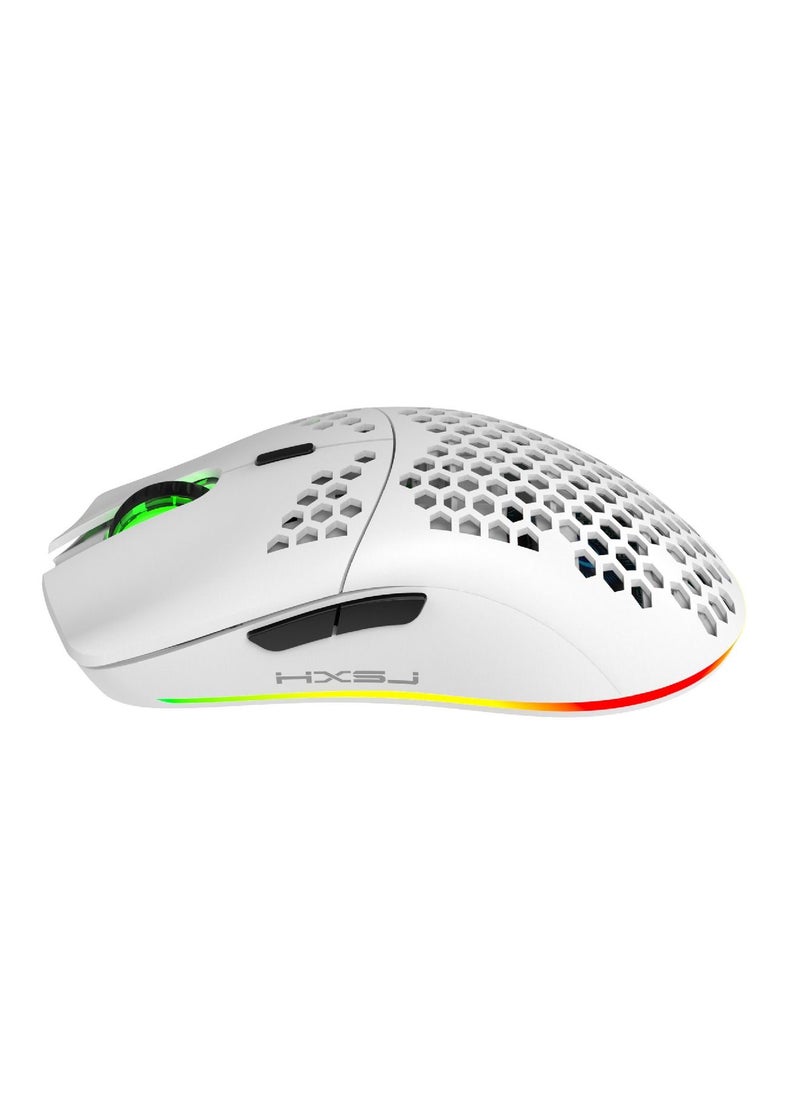 HXSJ - Wireless Mouse Honeycomb Lightweight Rgb Backlit  Rechargeable Laptop Desktop  For Home Office White - Image 1