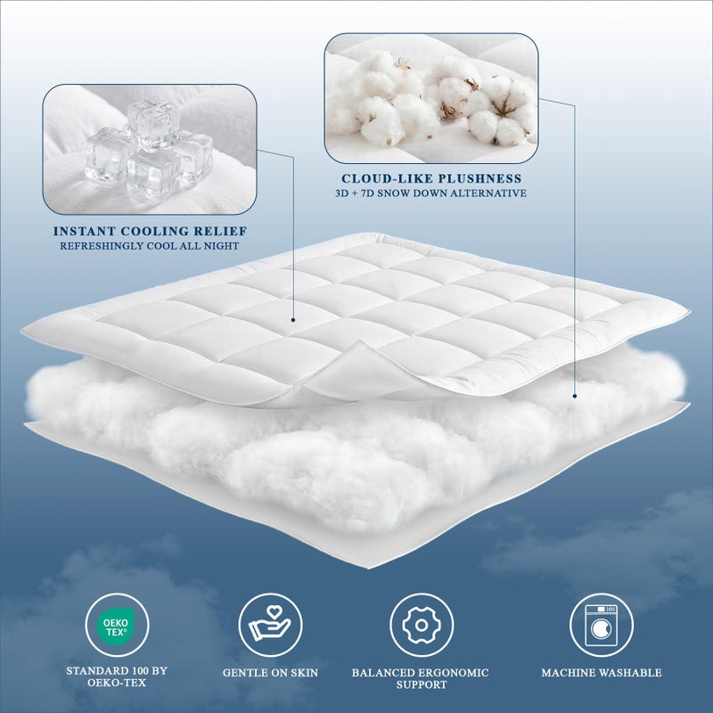 SunNewt Queen Mattress Topper Plush Pillow Top Mattress Pad Cover, Soft Fitted Bed Topper with 18 Inch Deep Pocket Stretches up 8-21" Cooling Mattress Protector - Image 2
